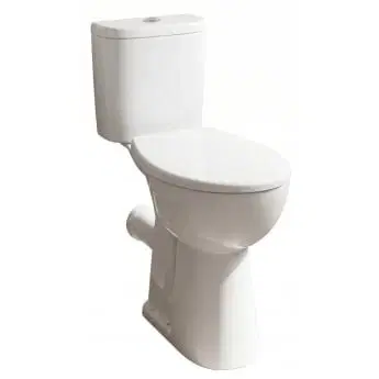 Twyford Alcona Close-Coupled WC (TWYPK031) — White, 4/2.6L Dual Flush, European (Horizontal), Round, 455x625x845mm, Pan Only